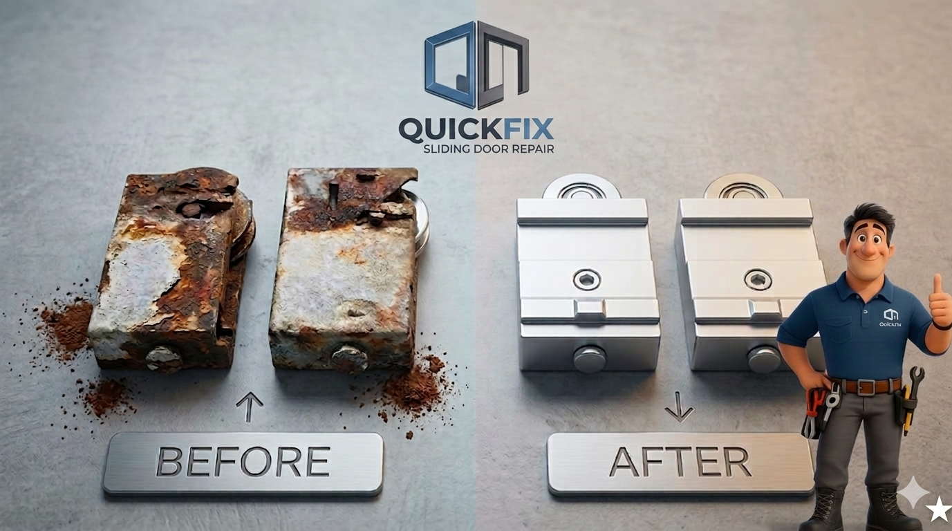 Roller Replacement - professional sliding door and window repair service by Quick Fix Doors in Miami-Dade