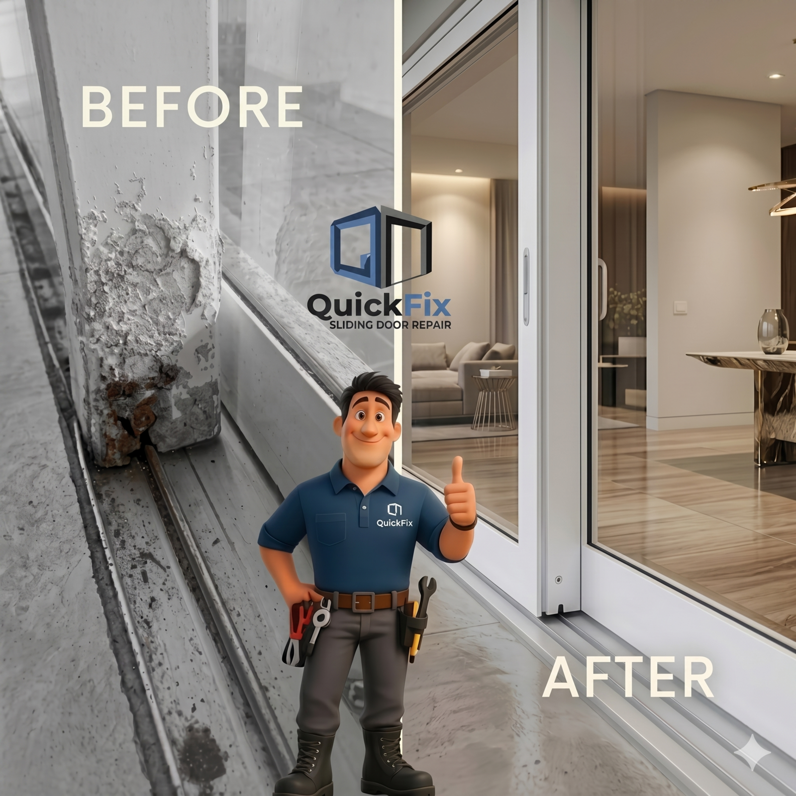 Track Maintenance - professional sliding door and window repair service by Quick Fix Doors in Miami-Dade